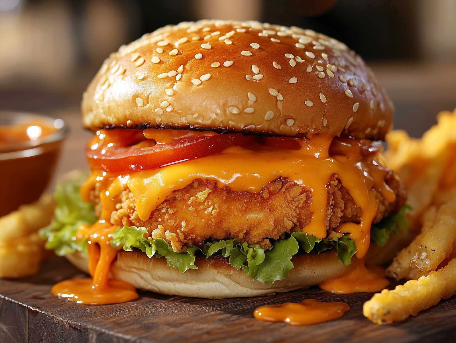 The Choke Your Chicken Burger, dripping with extra-thick sauce
